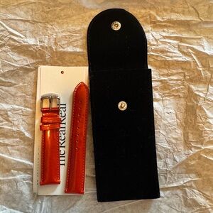 Michele Bold Orange Leather Strap